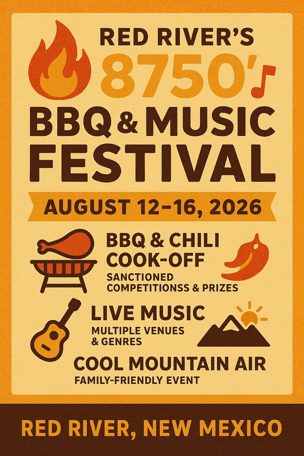 Red River’s 8750 BBQ & Music Festival August 12-16, 2026