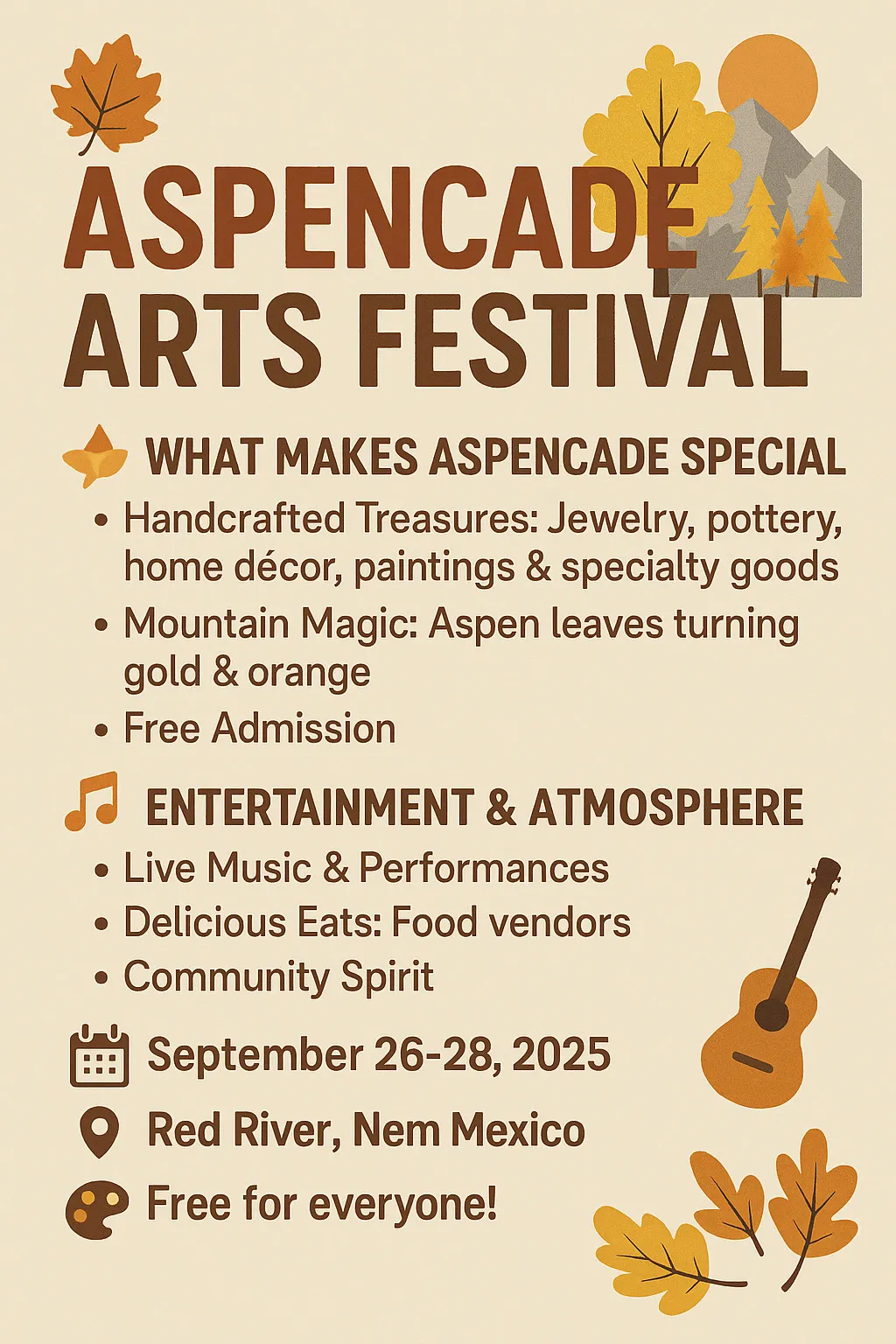 Aspencade Arts Festival September 26-28, 2025